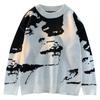 Suéter tie-dye de primavera e outono masculino gola redonda pulôver marca de moda ins high street japonês retrô americano juvenil