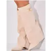 Botas de mujer de comercio exterior transfronterizas con punta fina, caña ancha, hebilla metálica recta, botas de media caña, talla grande, tacón grueso, botas de mujer estilo pantalón