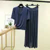 Conjunto de Moda para Mujer Verano Modal Casual Pantalones Anchos Finos Camiseta de Manga Tres Cuartos con Escote en V Patchwork Holgada Talla Grande