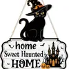 Placa de Madeira de Gato Engraçado para Halloween Transfronteiriça Estilo Americano Abóbora Gato Preto Decoração Atmosfera Festiva Artesanato
