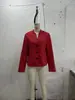Chaqueta blazer PB&ZA de moda europea y americana para mujer, elegante, con botones decorados, de manga larga, corte ajustado, color liso, en beige y rojo