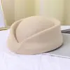 Boina de Lana con Lazo Retro Francés Sombrero de Otoño e Invierno para Mujer Banda de Actuación Malla Frontal Sombrero de Azafata Venta al por Mayor