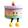 Cesta de Almacenamiento para Pastel de Muñeca Divertida Juguetes para Niños Cesta Tejida de Cuerda de Algodón de Dibujos Animados Caja Organizadora de Bocadillos para Escritorio de Sala de Estar