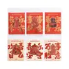Pegatinas de Lámina Dorada de la Serie Momo Feliz y Despreocupada con Texto de Bendición Tradicional China para Decoración de Regalos DIY y Pegatinas de Sellado