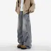 Novedades de Moda Estilo Hong Kong para Hombres y Mujeres Primavera y Otoño 2026 Jeans con Personalidad Hip Hop Tendencia de Calle Rascal Pantalones Guapos Negro