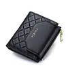 2025 Nuevo Estilo Coreano Cartera Pequeña de Cuadros con Cremallera Billetera Plegable de Tres Secciones Multifuncional para Mujer Billetera con Hebilla Transfronteriza para Mujer