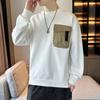 Cuello redondo manga larga casual combinable todo primavera jersey con capucha camisa básica 2024 suéter hombre primavera nueva marca de moda