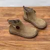 Elegantes botines de estilo retro, cálidos y acogedores para mujer, nueva colección de invierno 2026, hechos a mano, de punta redonda, suela plana y cómodos para madres