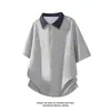 Camiseta Retro Americana Estilo Old Money con Bloques de Color y Diseño Cosido a Mano, Polo de Verano para Hombre con Cremallera