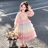 Impresionante Vestido de Princesa para Niña Pequeña Primavera y Otoño Nuevo Elegante Pastel de Dopamina Infantil Falda Larga Vestido de Otoño