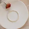Pulsera Elástica de Perlas de Mijo de Agua Dulce Natural, No se Desvanece, Regalo de Estilo Hada de Nicho para Niñas, Ambiente Juvenil