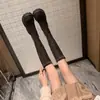 Botas de suela gruesa, corte ajustado, nuevos estilos otoño/invierno, botas altas que realzan la altura, botas elásticas de tacón medio, botas altas hasta la rodilla para mujer