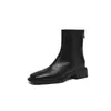 Botines de Tacón Grueso Temporada Primer Encuentro para Mujer Otoño Invierno Botines Individuales Tacón Medio Elásticos Adelgazantes Botas Nuevas Punta Cuadrada Botas Martin Negras