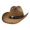 Popular Chapéu de Sol com Visor Estilo Étnico Cabeça de Touro de Verão para Homens Chapéu de Pescador Chapéu de Palha Cowboy Top Rígido de Uma Linha