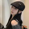 Chapéu Retro Estilo Japonês com Laço para Frente para Mulheres, Novo Temperamento Primavera e Verão Rosto Pequeno Boina Bico de Pato