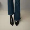Botines de tacón alto con punta para mujer, nuevos 2026 otoño e invierno, tacón grueso versátil, elegantes y estilizados, botas marrones ajustadas de estilo retro coreano