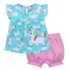 Comercio Exterior Ropa Infantil Verano Nuevo Transfronterizo Al por Mayor Hombres y Mujeres Bebé Manga Corta Pantalones Cortos Camiseta Conjunto de Dos Piezas