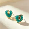 Novo produto transfronteiriço: Brincos de aço titânio com pingente de flor para mulheres, luxo leve com toque de alta qualidade, brincos de aço inoxidável banhados a ouro com esmalte, sucesso do verão