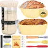 Cesta de Fermentação de Rattan para Pão, Raspador, Batedor de Massa, Cortador de Pão, Conjunto de Ferramentas de Panificação