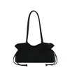 Bolsa Tote de Camurça Plissada com Cordão Estilo Coreano de Nicho para Mulheres Outono/Inverno 2026 Nova Bolsa Casual Leve de Ombro Único