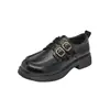 Mocasines de estilo británico con plataforma y aumento de altura para mujer, nuevo modelo otoño 2026, zapatos slip-on de piel suave con tacón grueso, zapatos pequeños de cuero JK