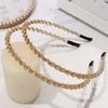 Diadema sencilla japonesa y coreana, dulce diadema de diamantes con cuentas que combinan con todo, elegante diadema de cristal dorado para maquillaje, sello para el cabello, accesorios para el cabello