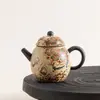 Dunhuang Danzas Aéreas Huevo de Dragón Olla Azul y Blanco Rojo Sílex Cerámica Tetera Tetera de Mano Kung Fu Juego de Té Olla para Preparar Té Regalo Cultural y Creativo