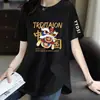 Comercio electrónico transfronterizo pedido final marca grande etiqueta cortada mostrador comercio exterior ropa de mamá para mujer camiseta de manga corta suelta con estampado de dibujos animados top