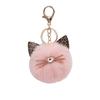Chaveiro com pingente de pelúcia de gato com orelhas de leopardo bolsa escolar bolsa de bagagem acessórios de pelúcia de gatinho fofo