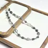 Collar de Piedras Naturales con Cuentas de Estilo Nuevo, Cadena para Clavícula de Gama Alta de Nicho, Cristal de Cabello Negro, Cristal Rosa, Cadena para Suéter de Piedras Irregulares Venta al por Mayor