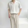 Camisa para Hombre Estilo Maduro Ligero, Camisa de Verano Japonesa de Manga Corta Delgada con Cuello Cubano de Gama Alta, Camisa Holgada de Marca de Moda Estilo Fresco