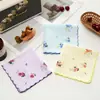 Pañuelo Popular Transfronterizo de 30 cm Pequeño Floral de Algodón Puro para Mujer con Borde Dentado Estilo Retro Nostálgico Antiguo Absorbente de Sudor