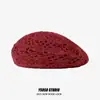 Boina de Ganchillo Hecha a Mano Estilo Celebridad para Mujer, Sombrero de Pintor Artístico Calado Delgado de Verano, Gorro de Punto Adelgazante