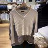 Estilo Bm Canção Zuer Mesmo Estilo Recorte Malha de Seda Gelada Cardigã Fino Botão Roupa Externa Ar Condicionado Camisa Lenço Proteção Solar Roupas Verão
