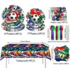 Festa com Tema de Futebol da Copa do Mundo Utensílios de Mesa Bandeiras de Futebol Pratos de Papel Copos de Papel Guardanapos de Papel Toalha Decorações da Copa do Mundo