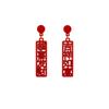 Pendientes Fuxi de estilo chino para mujer, con aguja de plata S925, nuevos pendientes festivos de flores rojas para bodas, pendientes dulces.