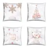 Funda de Almohada Navideña de Lino Nueva de Amazon Transfronteriza Funda de Almohada de Papá Noel Ciervo para el Hogar Funda para Sofá
