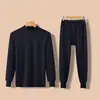 Conjunto de ropa interior térmica de otoño para hombre de la marca Source, algodón puro, fino, cálido, cuello redondo, talla grande, para mediana edad y mayores, venta al por mayor y entrega directa