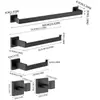 Rack de Armazenamento de Banheiro Popular Transfronteiriço em Aço Inoxidável Conjunto de Cinco Peças Suporte para Toalhas e Papel Higiênico Gancho Conjunto de Racks de Armazenamento Quadrados