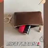 Estuche Simple para Llaves de Cuero Encerado para Mujer, Billetera Compacta con Cremallera para Monedas, Llavero Delgado, Bolso para Labial, Llavero de Coche