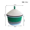 Cesta de Armazenamento de Cogumelo Tecida Colorblock de Corda de Algodão com Tampa à Prova de Poeira Cesta de Armazenamento de Lanches para Desktop Organizador de Utilidades Cesta de Armazenamento