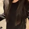 250g Algodão de Alta Qualidade Malha Canelada Fleece Outono e Inverno Veludo Fino Manga Raglan Manga Longa Camiseta Feminina Barra com Fenda Camisa Básica Casual