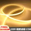 Fita de LED COB 220V Alta Tensão LED Autoadesiva Exterior À Prova d'Água Decoração de Casa Projeto Luz de Ambiente Fita de Luz Suave Alto Brilho Super Brilhante