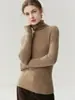 Camada base de malha quente de gola alta, slim fit, espessada, manga longa, versátil, 100% caxemira pura