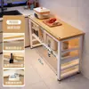 Estante de almacenamiento para cocina, multifuncional, de pie, mesa multicapa, tabla de cortar, banco de trabajo, estante de almacenamiento para microondas y utensilios de cocina, armario lateral