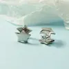 Pendientes de Estrella Pentagrama de Alta Gama para Mujer, Tachuelas de Bola de Semicírculo, Nuevos Pinzas para Orejas Estilo Retro Hong Kong 2021, Versátiles y a la Moda