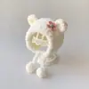 Cachecol de pelúcia com orelhas para bebês no inverno, fofo e quente, com gorro espesso, adequado para recém-nascidos, feito de Tencel