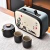 Taza Express de Cerámica Negra al por Mayor Un Tetera Dos Tazas Cuatro Tazas Juego de Viaje Portátil Juego de Té Kung Fu Juego de Tetera de Hotel