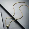 Colar pentagrama longo retrátil minimalista e sofisticado para mulheres, estilo Y2K, corrente versátil de suéter de nicho