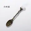 Colher em formato de coração de cristal natural, colher de mexer vintage esculpida, decoração de pedra polida de cristal, ornamento de colher de sopa de pedra bruta criativa